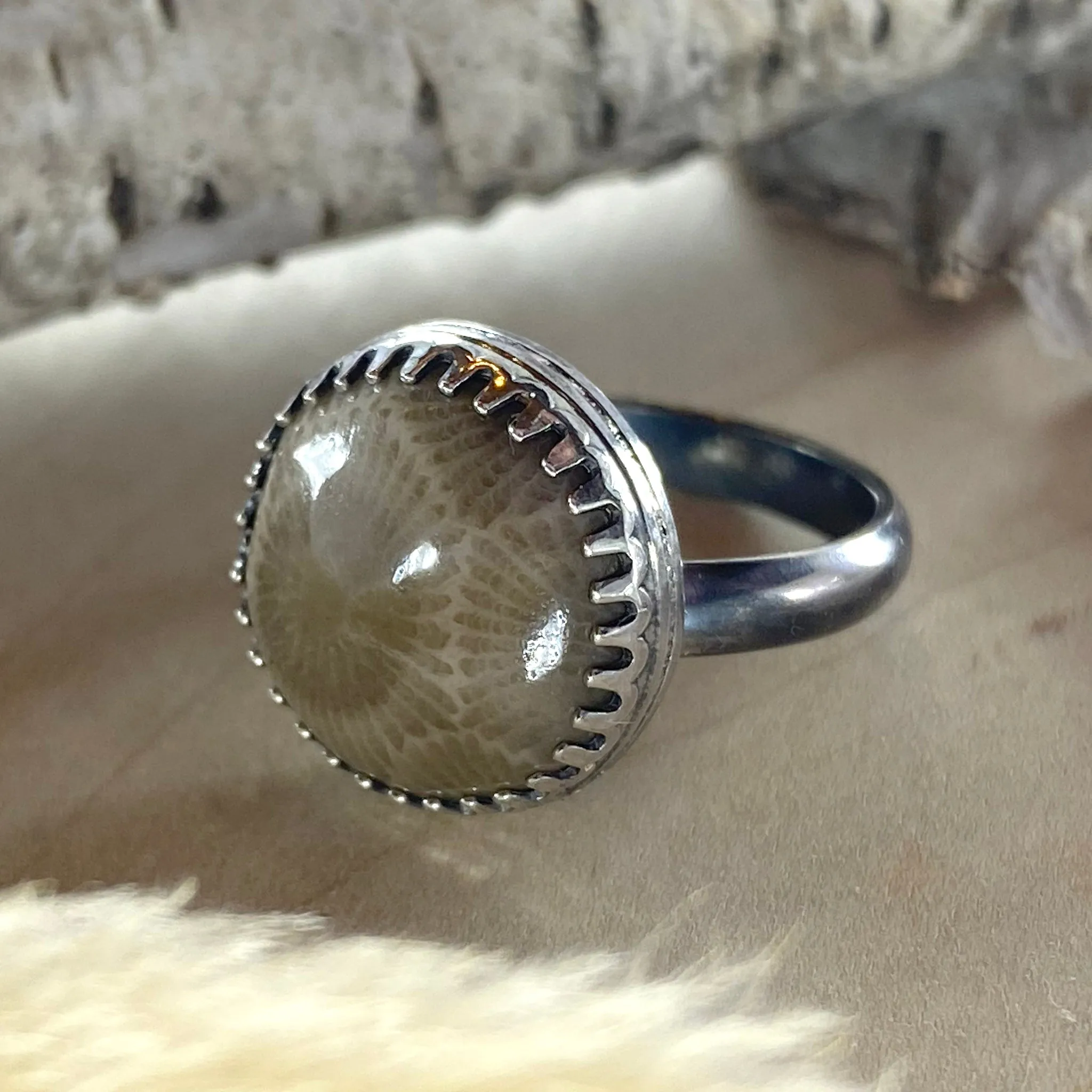 Petoskey Stone  Ring - Size 4