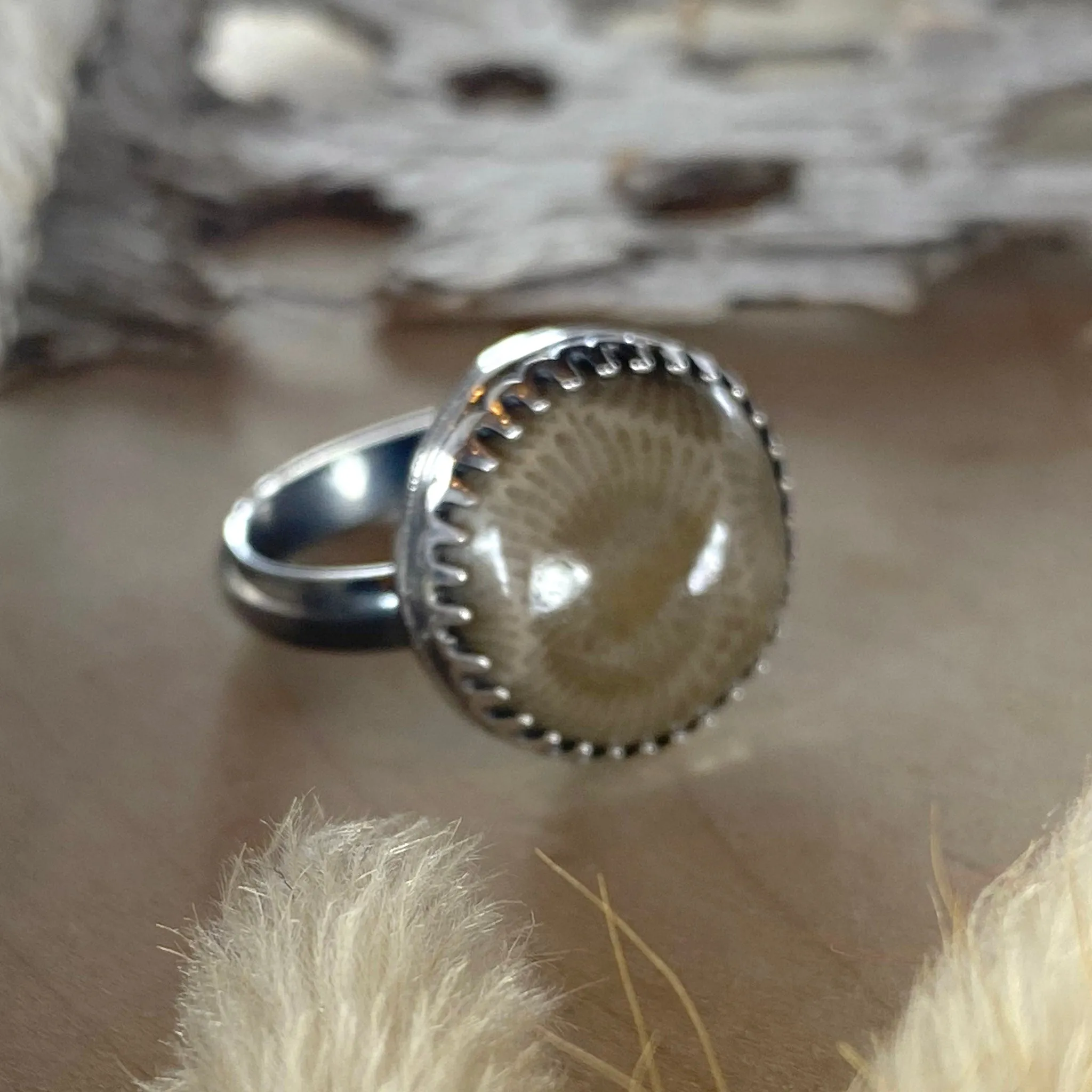 Petoskey Stone  Ring - Size 4