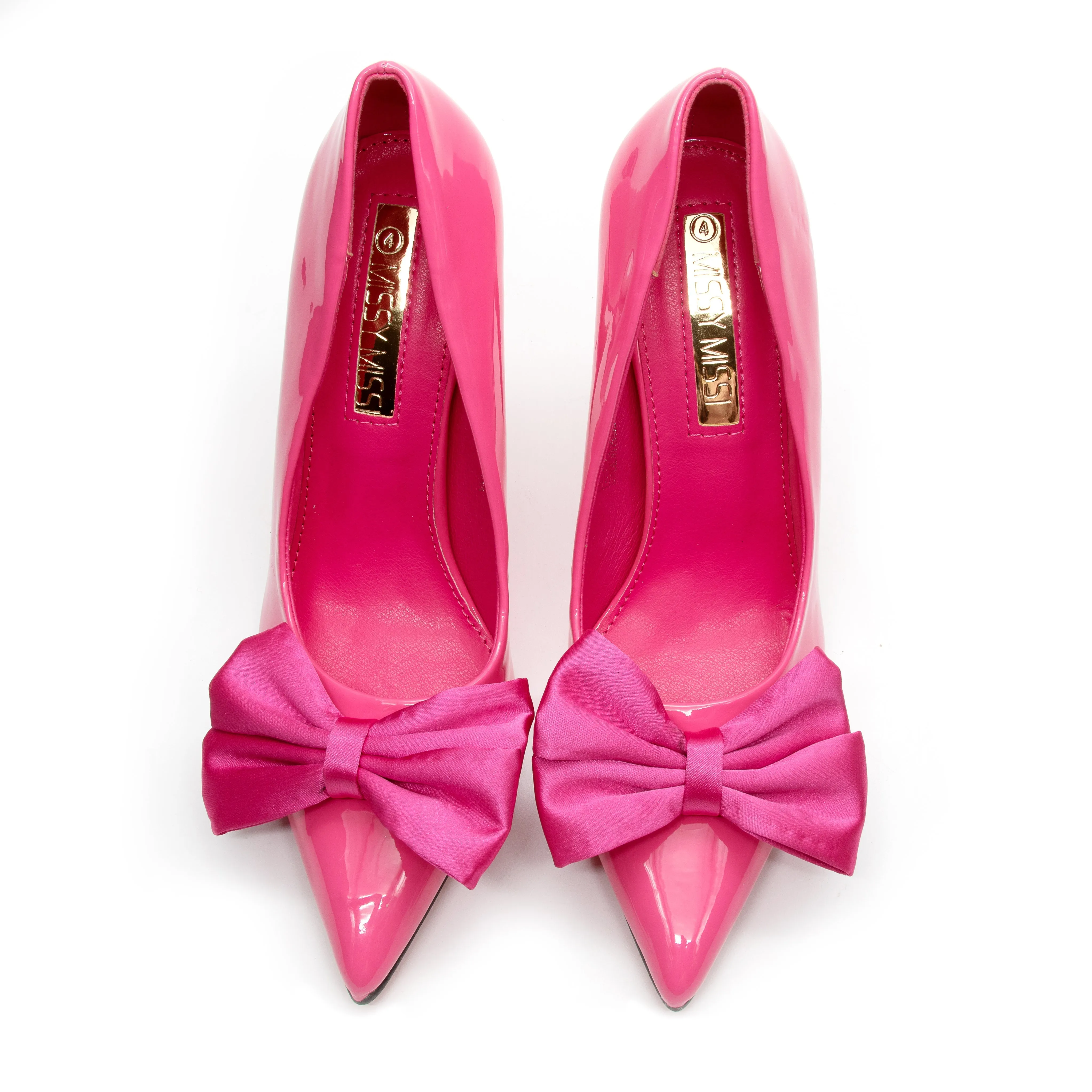 Pointed Toe Bow Knot Glossy High Heel