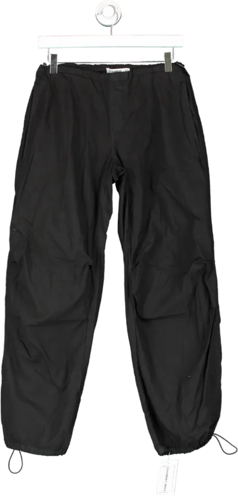 Pull&Bear Black Nylon Cargo Parachute Pants UK S