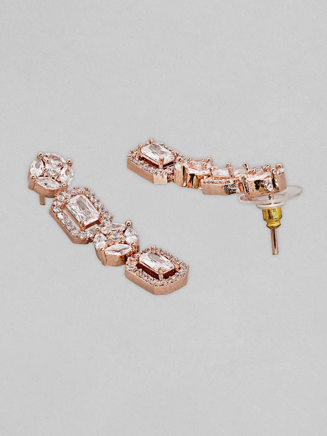 Rubans Rose Gold Plated Necklace Set With Studded American Diamonds