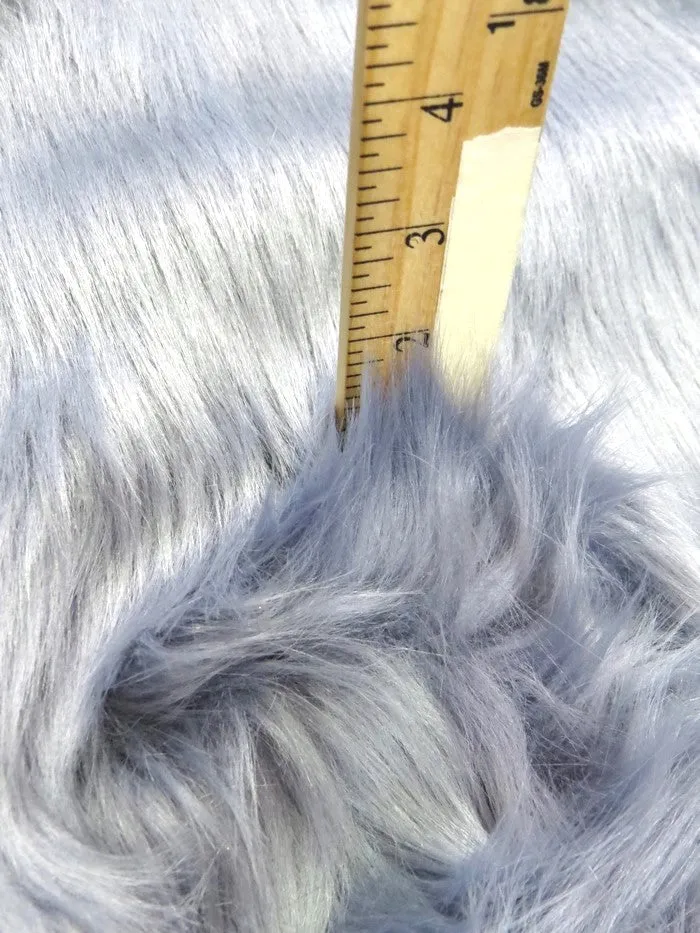 Shadow Blue Solid Shaggy Long Pile Faux Fur Fabric / Sold By The Yard (Closeout)