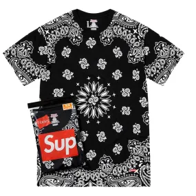 SUPREME HANESR BANDANA TAGLESS TEES (2 PACK)-BLACK