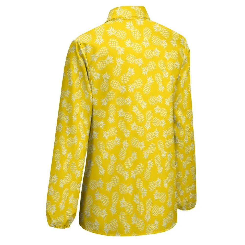 Yellow Pineapple Top Women, Neon Yellow Top, Pineapple Blouse Women, Tropical Top Women, Neon Top Women, Yelllow Long sleeve top women